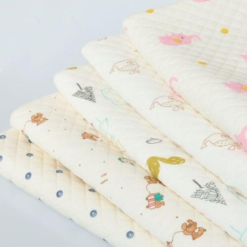 Cotton fabric stretchy Printed knitted jersey Quilted fabric by half meter DIY baby Autumn clothing warm clothing 50x180cm