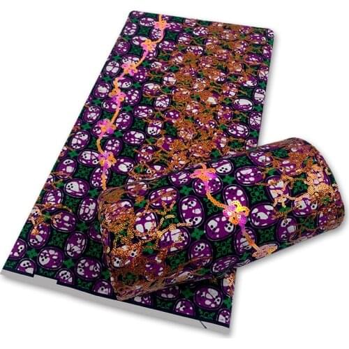 Wholesale Price Best Quality African Full Sequins Wax Fabrics Nigerian Ankara Lace Printed Materials 6Yards Sewing Women Dress