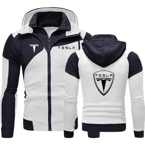 Unisex TESLA Jacket Men Sweatshirt Zipper Hoody Spring Autumn Fleece Cotton Zipper Hoodies Harajuku Male Clothing Coat