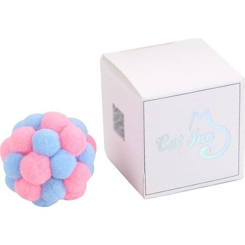 Legendog Cute Cat Pompom Ball Dual-Color Funny Interactive Plush Cat Toy Ball With Bell Pet Supplies Cat Favors