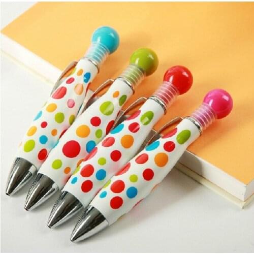 48pcs/lot Polka dot print candy color cute creative stationery bowling ballpoint pens short thick fat party promotion gift
