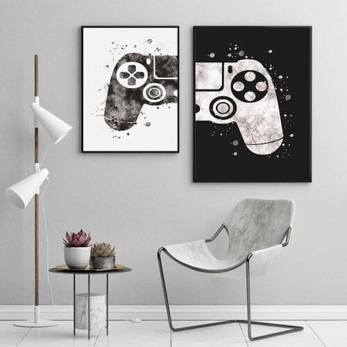 Minimalist Watercolor Gamepad Poster Game Joystick Art Print Nordic Canvas Painting Modern Wall Picture For Kids Room Home Decor