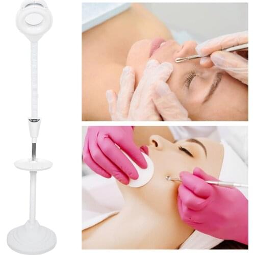 Adjustable LED Cold Light Floor Lamp Tattoo Beauty Lamp with Magnifier 110‑240V(US Plug )