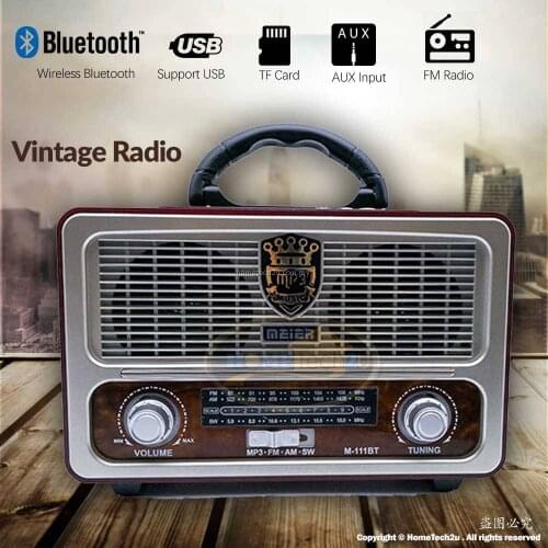 Nostalgic Wooden Retro Fm Radio Usb Sd Bluetooth