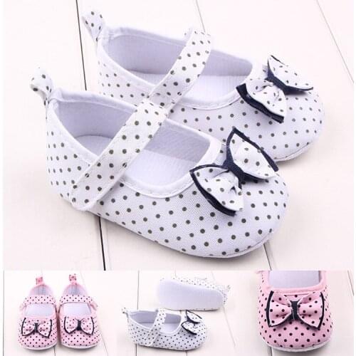 Newborn baby girl shoes Bow-knot polka-dot princess toddler shoes