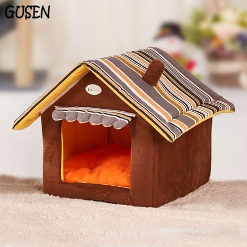 Striped cotton Cover Mat House Cute Pet dog house Removable Warm pet with blanket dog beds for small dogs and medium dog
