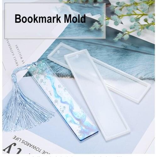 Rectangle Silicone Bookmark Mold DIY Bookmark Mould Epoxy Resin Jewelry Bookmark DIY Craft with Hole Transparent Molds freeship