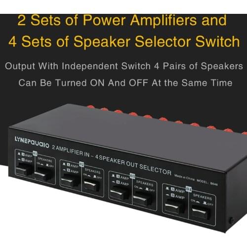Wishcolor B048 Speaker Selector Amplifier Selector 2 Amplifier IN 4 Speaker OUT Selector 300W For Each Channel