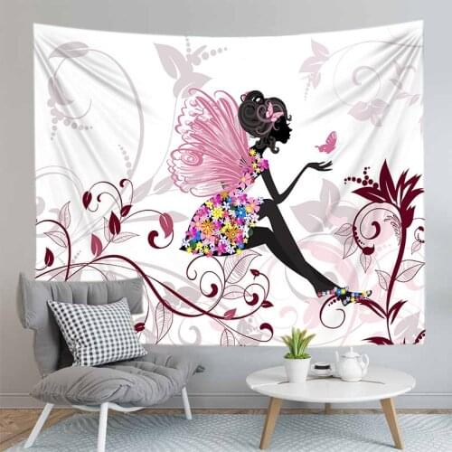 Customize Fairy Decorative Wall Hanging Carpet Tapestry Rectangle Or Square Bedspread Fresh Girl Flower Angel Butterfly Girls