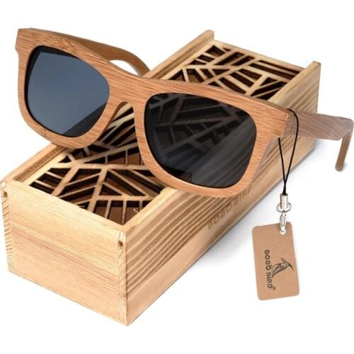 BOBO BIRD Square Men Sunglasses Ladies Polarized UV Protection Eyewear Women Bamboo Sun Glasses lunettes femmes solaire