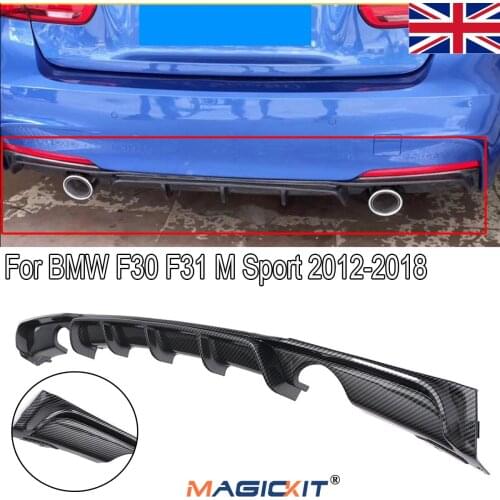MagicKit FOR BMW 3SERIES F30 F31 M SPORT REAR DIFFUSER SPLITTER VALANCE CARBON FIBER LOOK