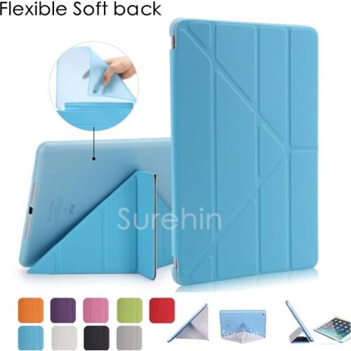 SUREHIN TPU silicone flexible soft back leather case smart cover for apple ipad air 1 2 case magnetic slim thin as 360 rotate