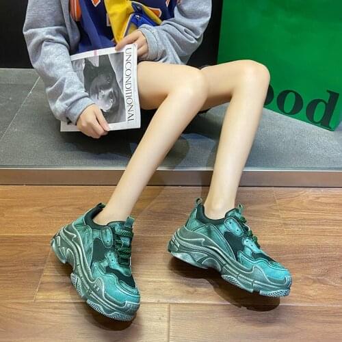 Daddy shoes womens spring 2021 new jelly thick-soled mesh sports shoes womens casual all-match Korean casual womens shoes