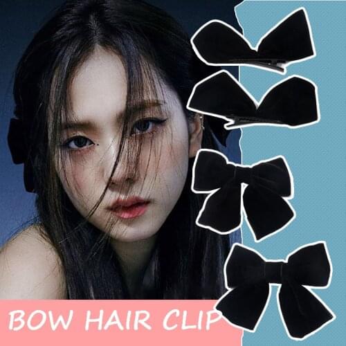 1PC Velvet Bow With Clip Women Girls Elegant Bow Tie Hairpins Vintage Black Bow Hair Clip Prom Hair Accessories
