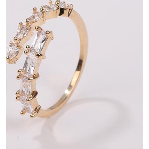 2020 New Trendy Womens Fashion Copper Open Ring Zircon Geometric Elegant Ring Classical Jewelry Accessory CZ FingerRing