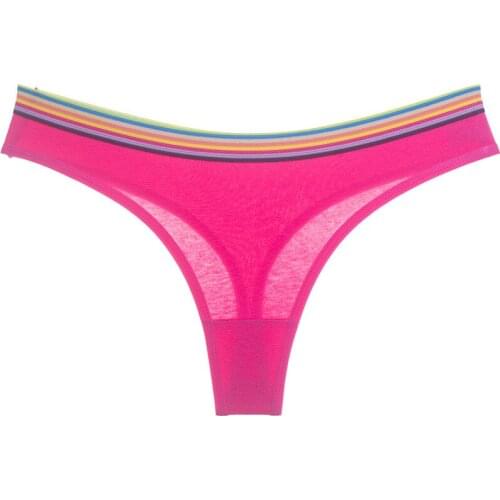 Womens Underwear Panties Hot Sale Thong Traceless Sexy Comfort Cotton Modal Rainbow Low Waist Seamless Fitness Candy Color