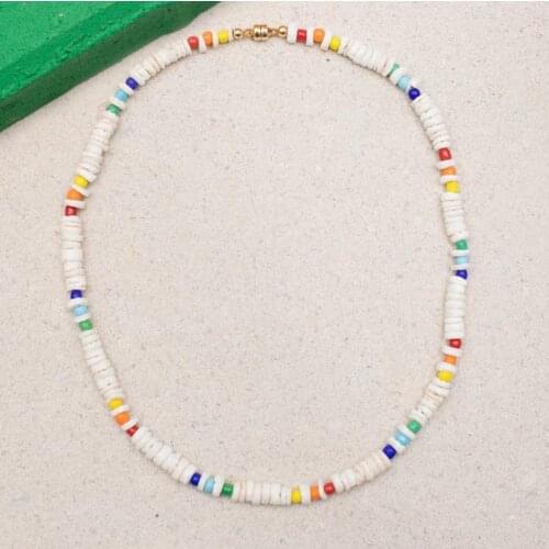 2020 autumn clothes accessories white stone colored beads mixed necklace boho jewelry for women fashion natural stone necklace