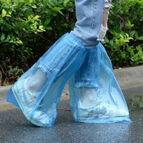 2021 10 Pairs Waterproof Convenient Thick Plastic Disposable Rain Shoe Covers High-Top Anti-Slip