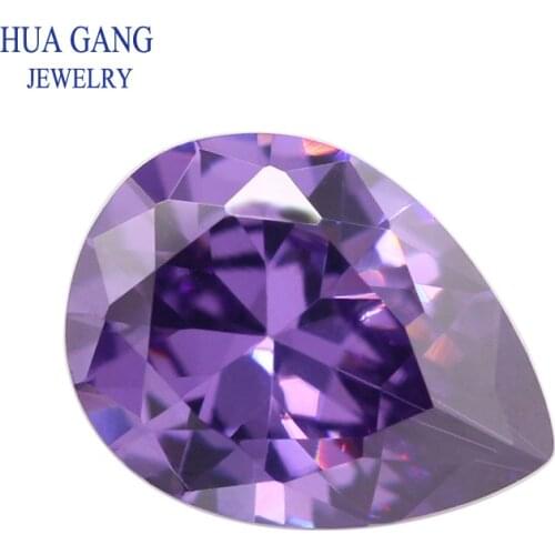 2x3~18x25mm Pear Shape Cut 5A Purple CZ Stone Synthetic Gems Cubic Zirconia For Jewelry Wholesale Free Shipping