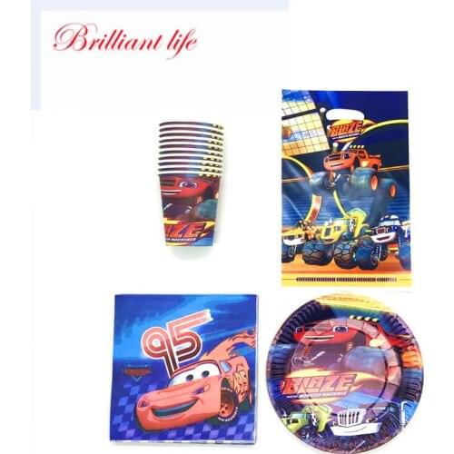 50/80 pcs Blaze And The Monster Machines Birthday Party Decorations Cups Plates Gift Bags Napkins Baby Shower Wedding Supplies