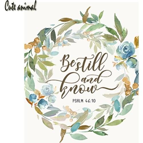 5D Diamond Painting Bible Poetry Christian Flower Wall Art Rhinestones DIY Embroidery Mosaic Full Square round Drill Decoration