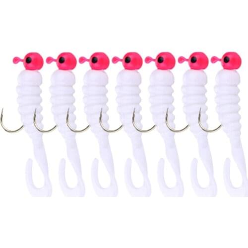 7pcs/lot Worms Soft Lure 1.75g Lead Hook Wobblers Grub Jerkbaits Swimbait Silicone Artificial Baits Carp Bass Lure Fishing Jig