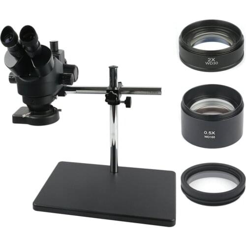 3.5X-90X Continuous Zoom Boom Stand Binocular Stereo Microscope 56 LED Ring Light For Phone PCB Soldering Repair Lab Observation