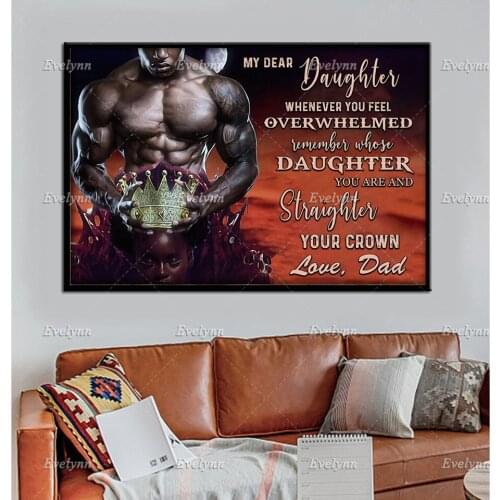 Black King And Daughter Poster My Dear Daughter Poster Fathers Day Gifts Black Lives Matter Wall Art Prints Home Decor Canvas