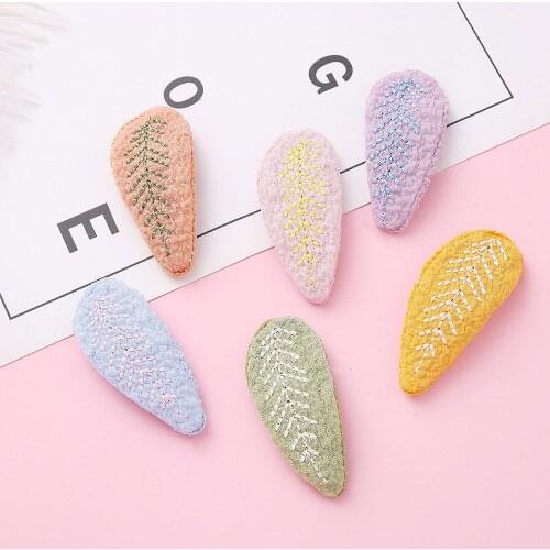 Drop-Shape Baby Hair Clips Girls Side Clips Children Cute Barrettes Embroided Hairpins Solid Hairgrips Kids Hair Accessories