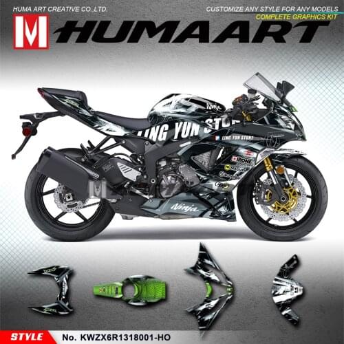 HUMAART Motorcycle Décor Vinyl Stickers Graphics Kit for Ninja ZX-6R 636 2013 2014 2015 2016 2017 2018, Customizable