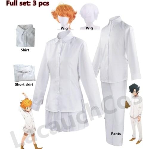 Cosplay The Promised Neverland Anime Costume Student Uniform Emma Norman Ray School Uniforms Shirt Pants Set Wigs Halloween
