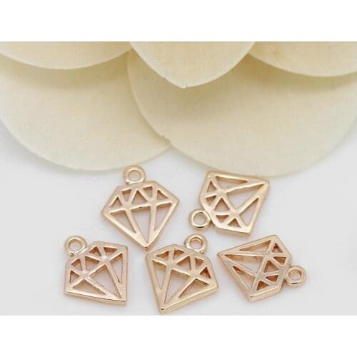6PCS 10x12MM 24K Champagne Gold Color Plated Brass Rhombus Shape Charms and Pendants High Quality Diy Jewelry Accessories