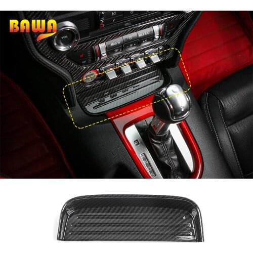 BAWA Carbon Fibre Coin Tray Storage Box Pad Panel for Ford Mustang 2015+ Car Sticker