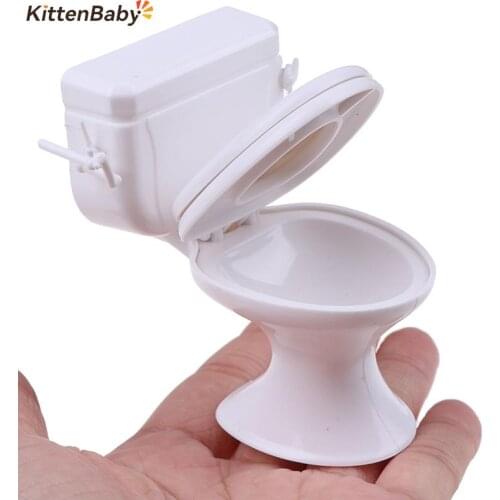 Vintage Dollhouse Furniture Bathroom Modeling White Toilet Doll House Miniature Baby Pretend Toys Dolls Accessories