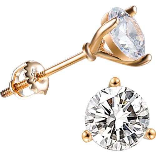 Minimalist Female 6mm Round Small Stud Earrings Cute Silver Color Wedding Earrings White Zircon Crystal Earrings For Women