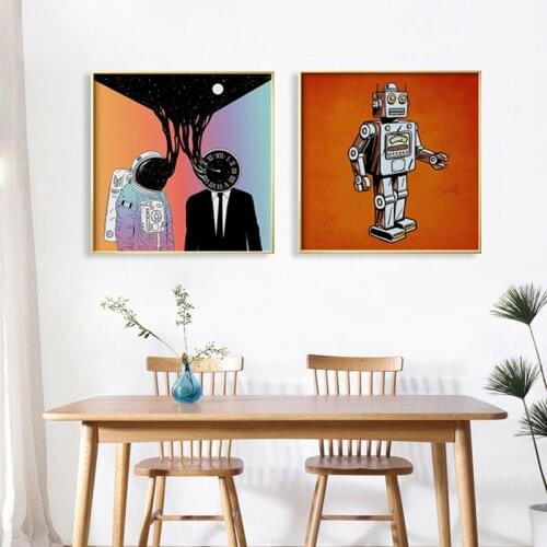 Cartoon Astronaut Robot Canvas Painting Nordic Style Living Room Bedroom Room Decorative Painting Cuadros Decoracion Dormitorio