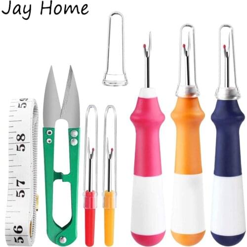 4PCS Thread Remover Kit Sewing Seam Ripper Removing Threads & Trimming Scissors & Soft Tape Measure for Sewing Crafting