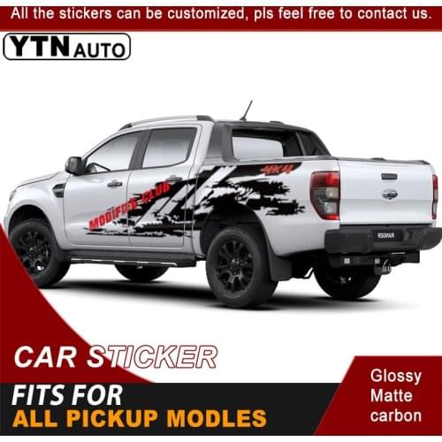 For All PICKUP Modles Car Decals Mudslinger Side Body Sticker Stripe Graphic Vinyl Cool Car Stickers For Ford Ranger 2012-2019