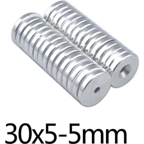 5/10/15PCS 30X5-5mm N35 Strong Magnets 30*5 Hole 5mm Countersunk Neodymium Magnet Permanent NdFeB Magnetic 30*5-5mm Disc magnet