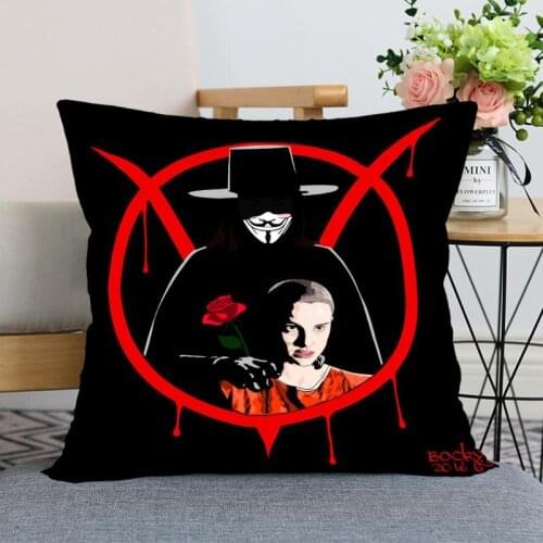 New Arrival V for Vendetta Pillowcase Wedding Decorative Pillow Cover Custom Printed Soft Satin Fabric Pillow Cases Not Fade