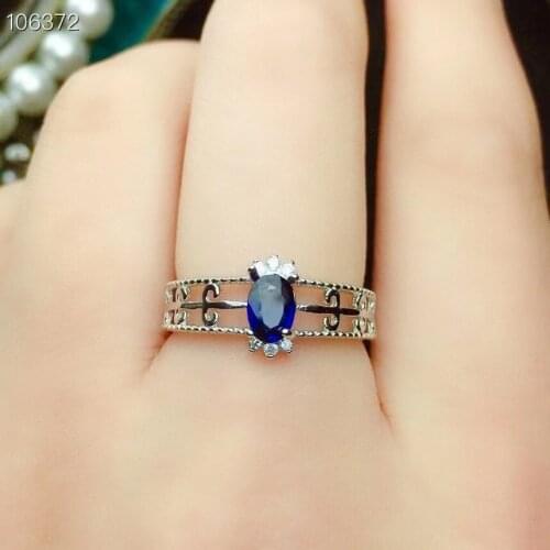 Wedding Ring 100% Natural and Real Blue sapphire ring 925 sterling silver Fine handworked jewelry Finger rings