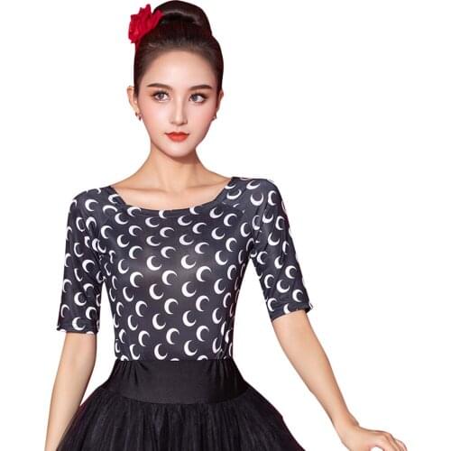 Latin Dance Practice Clothes Dance Mid Sleeve Tops High Collar Women Latin Salsa Rumba Chacha Dance Performance Costume