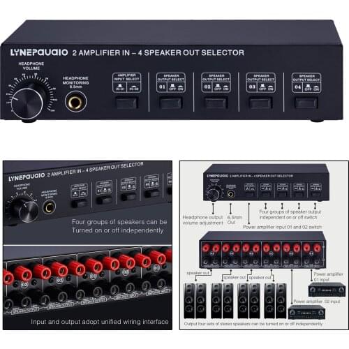 Speaker Switch 2 in 4 out Selection Switchers Sound Switchers Speaker Switches Distributor Output Speaker 300w Per Channel