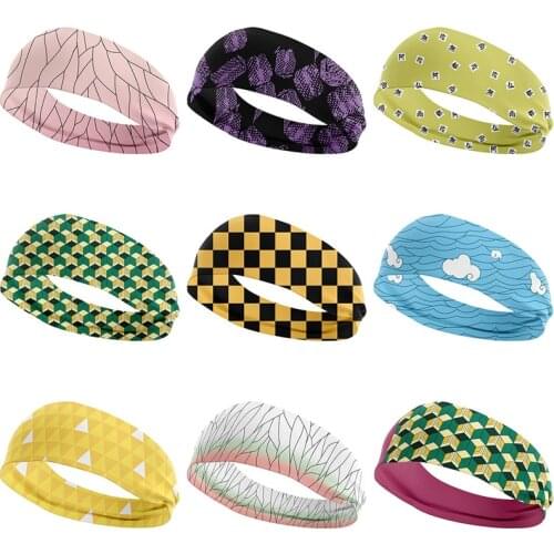 Demon Slayer Headband Cosplay Anime Props Kimetsu No Yaiba Sports Sweat-absorbent Headscarf High Elastic Headband