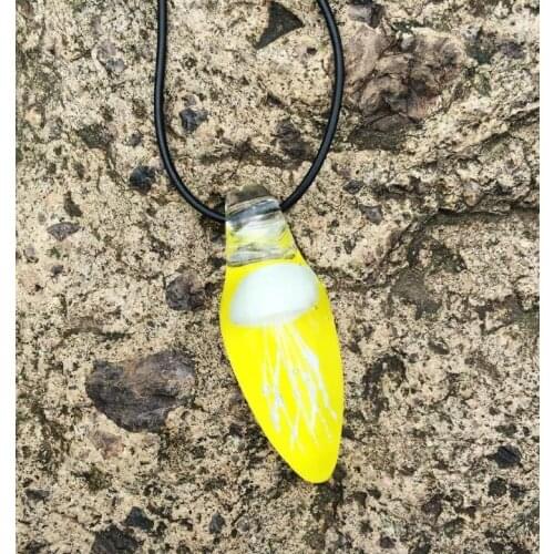FREE SHIPPING on sale jewelry handmade Glass white Jellyfish yellow Bottom Pendant