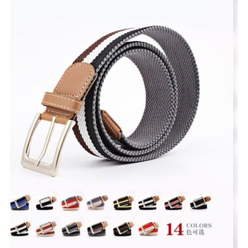 2018 New Casual Stretch Elastic Knitted Woven Belt Male Female Pin Buckle Canvas Waist Strap Belts for Women Men Jeans Pants