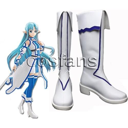 SAO Sword Art Online 2 Yuuki Asuna Cosplay Shoes White Boots Custom-made SAO Asuna Yuuki Cosplay Costume custom-made any size