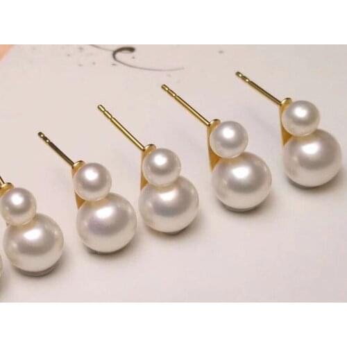 MADALENA SARARA Freshwater Pearl 18K Gold earrings Korean Trendy Double Pearl Earrings