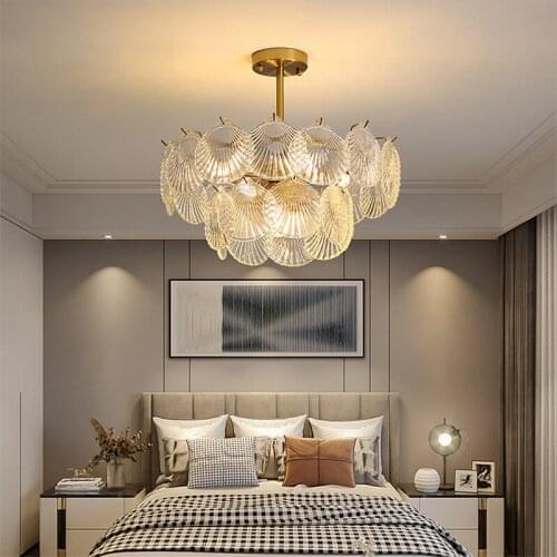 Nordic Postmodern Simple Atmosphere Living Room Lamp Light Luxury American Dining Room Bedroom Study Creative Glass Chandelier