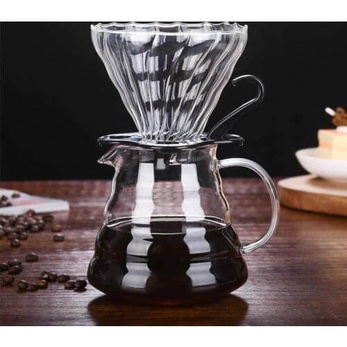 1Pcs Glass Coffee Dripper Style Server Kettle Coffee Carafe Milk-tea Pot Coffee Percolators with Handle 250ml/360ml/600ml